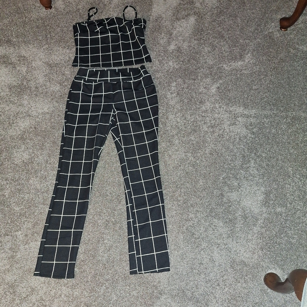 Elegant Black and White Checkered Women's Jumpsuit By Adara